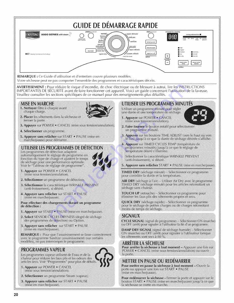 Maytag MGDE500W Use And Care Manual Download Page 20