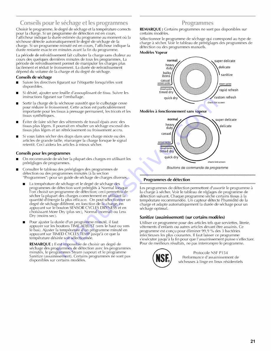 Maytag MGDE500W Use And Care Manual Download Page 21