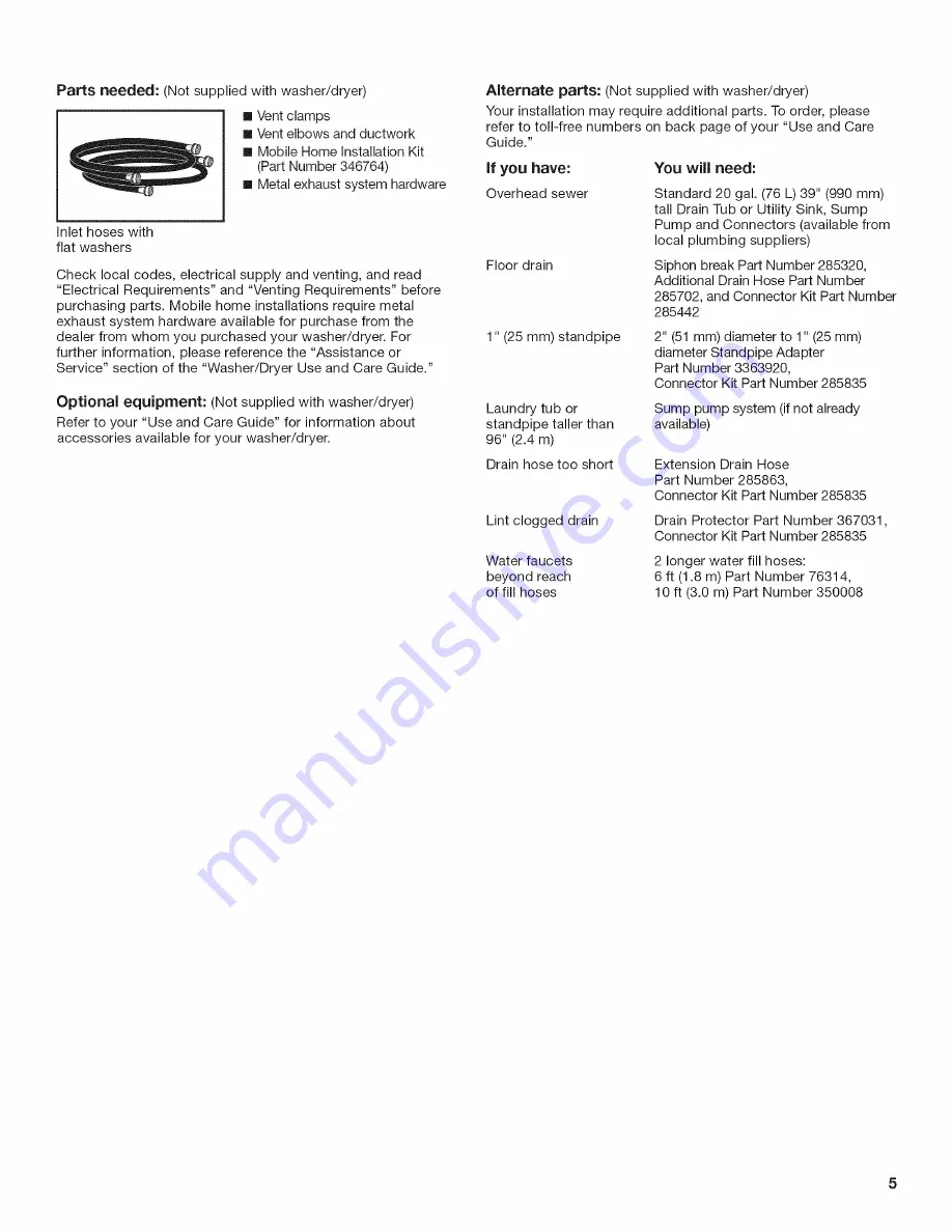 Maytag MGT3800XW0 Installation Instructions Manual Download Page 5