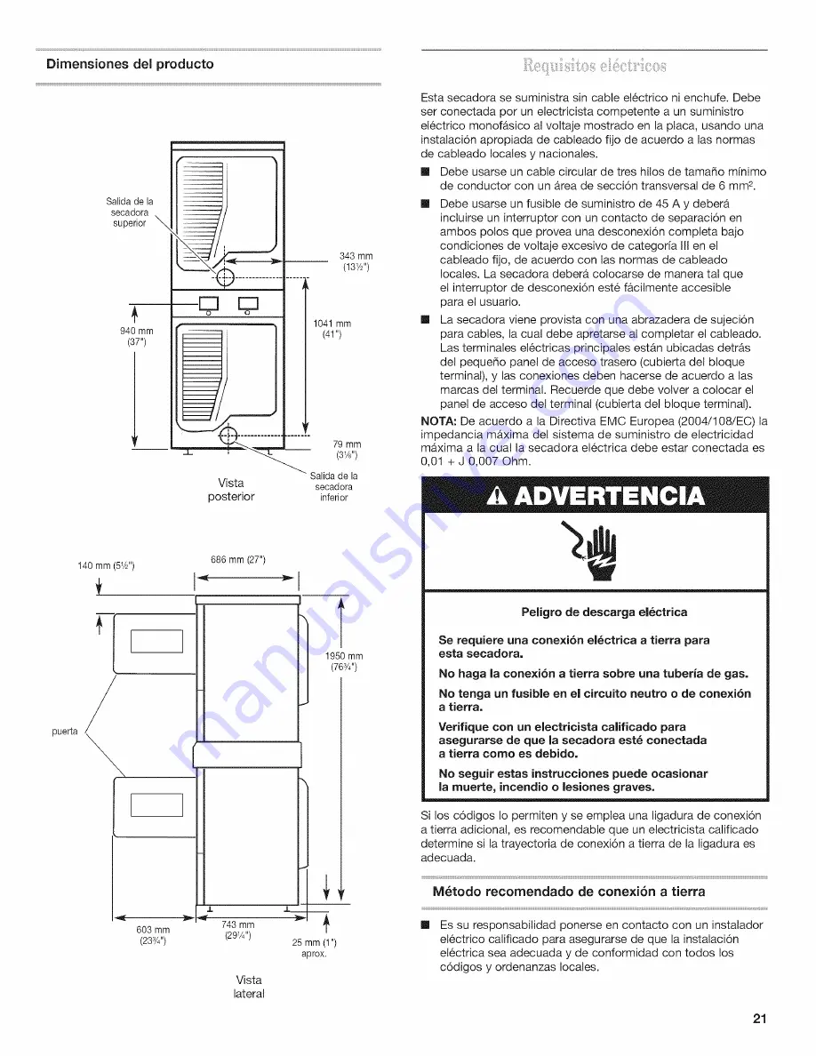 Maytag MLE24PD Installation Instructions Manual Download Page 21