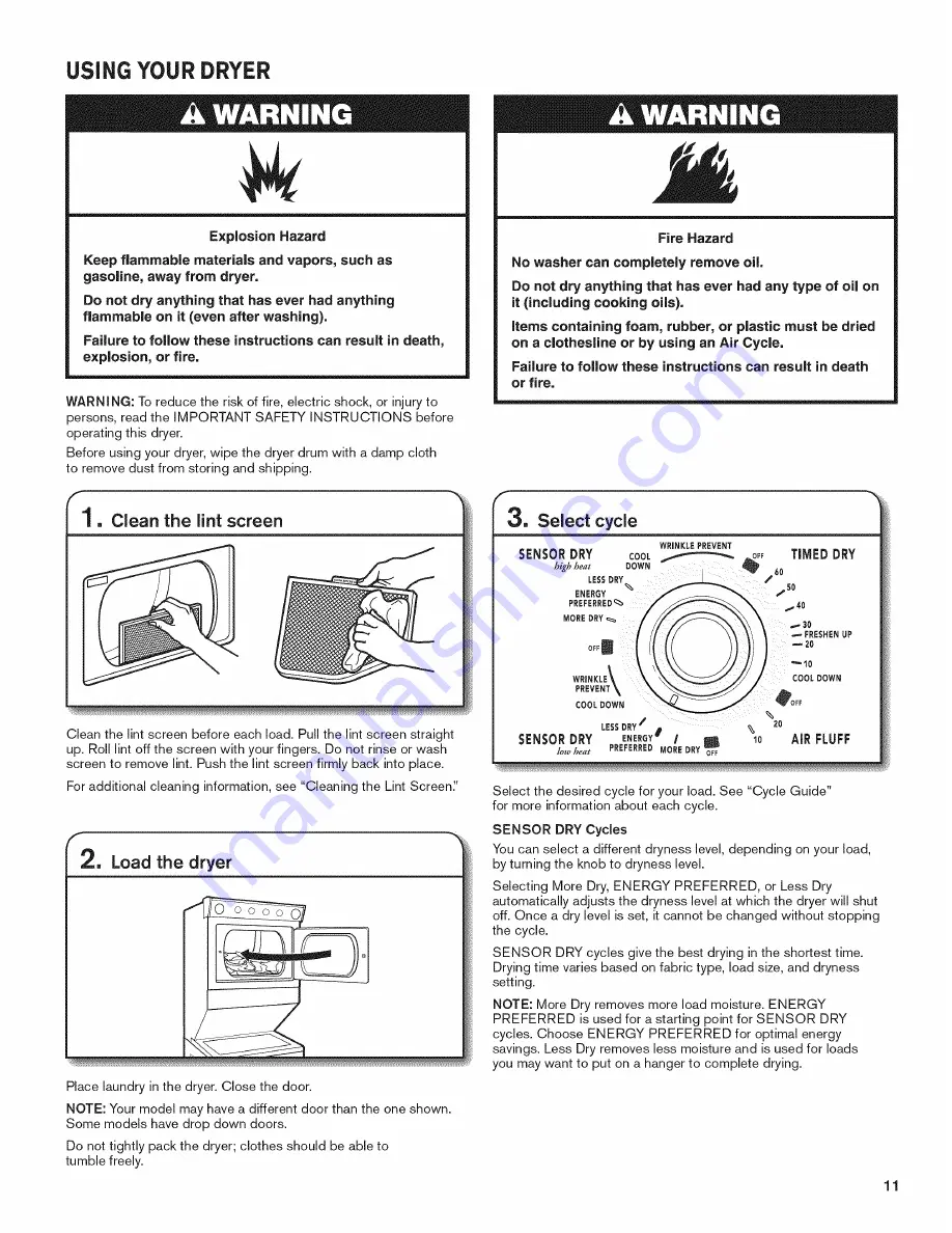 Maytag YMET3800XW1 Use And Care Manual Download Page 11