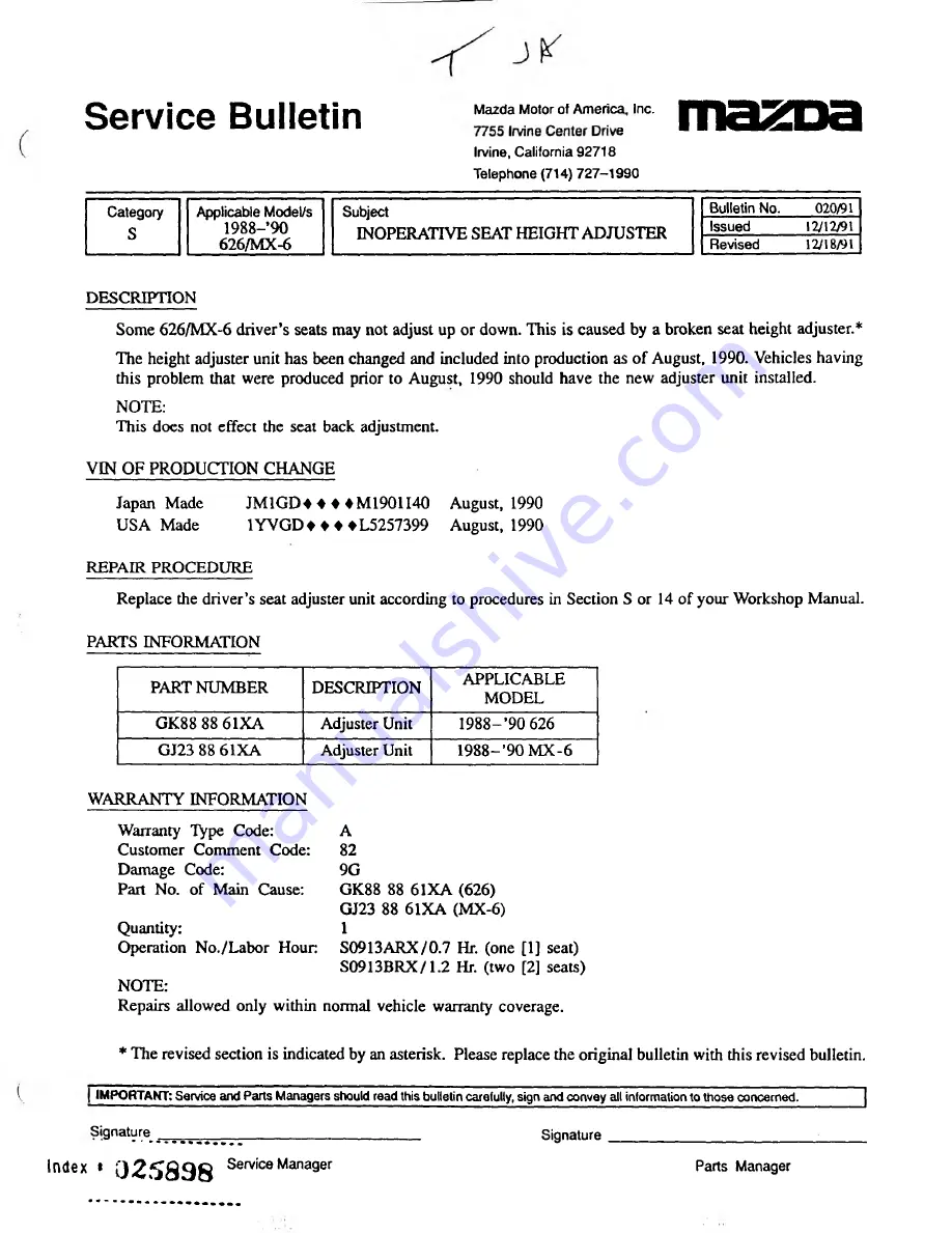 Mazda 626 1989 Скачать руководство пользователя страница 537