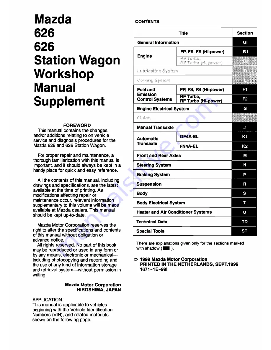 Mazda 626 Station Wagon Workshop Manual Download Page 3