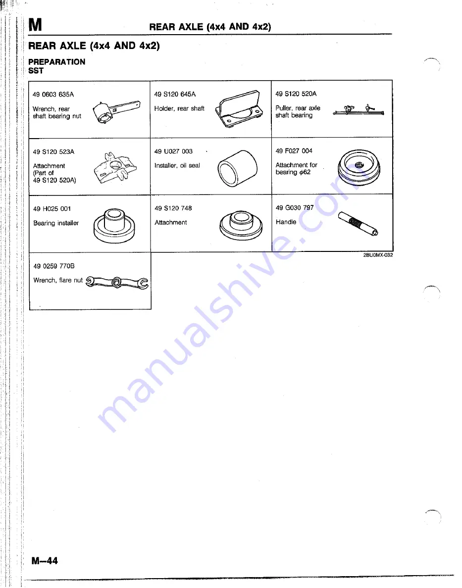 Mazda B2200 1992 Workshop Manual Download Page 1049