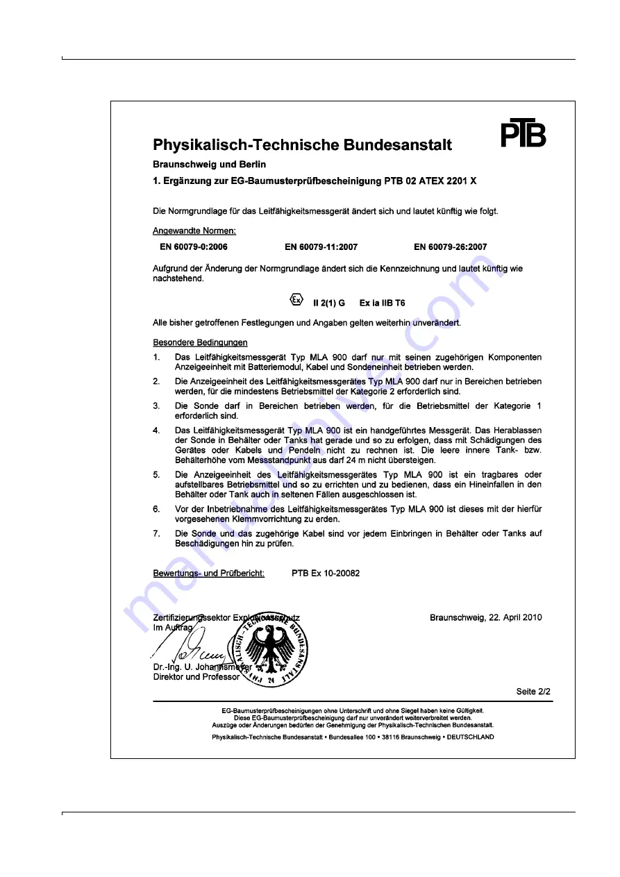 MBA Instruments MLA 900 Operating Instructions Manual Download Page 37