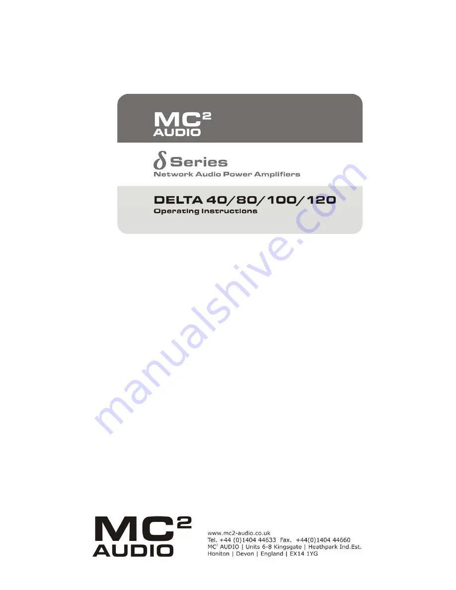 MC2 Audio Delta 100 Operating Instructions Manual Download Page 1