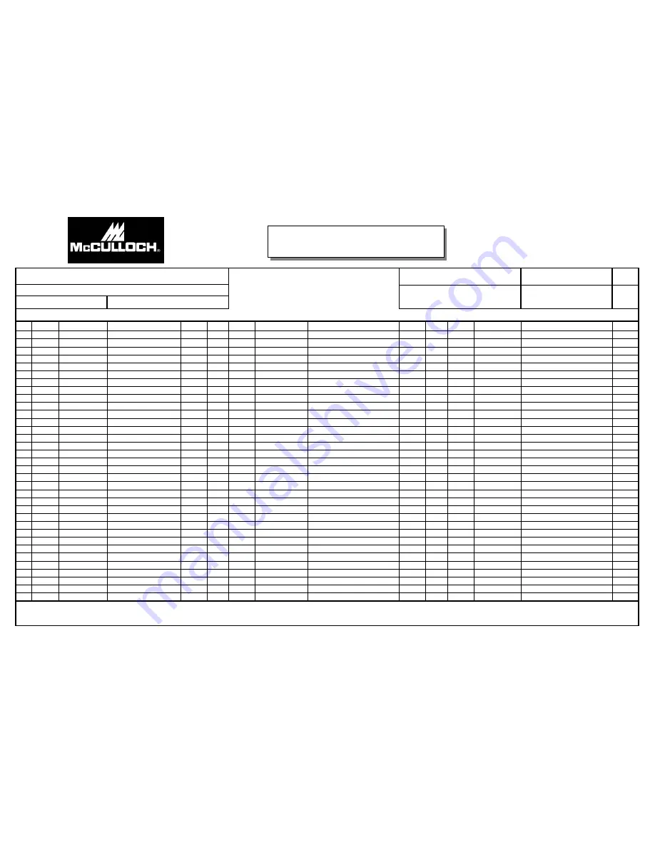 McCulloch MT30725 Service Spare Parts List Download Page 2