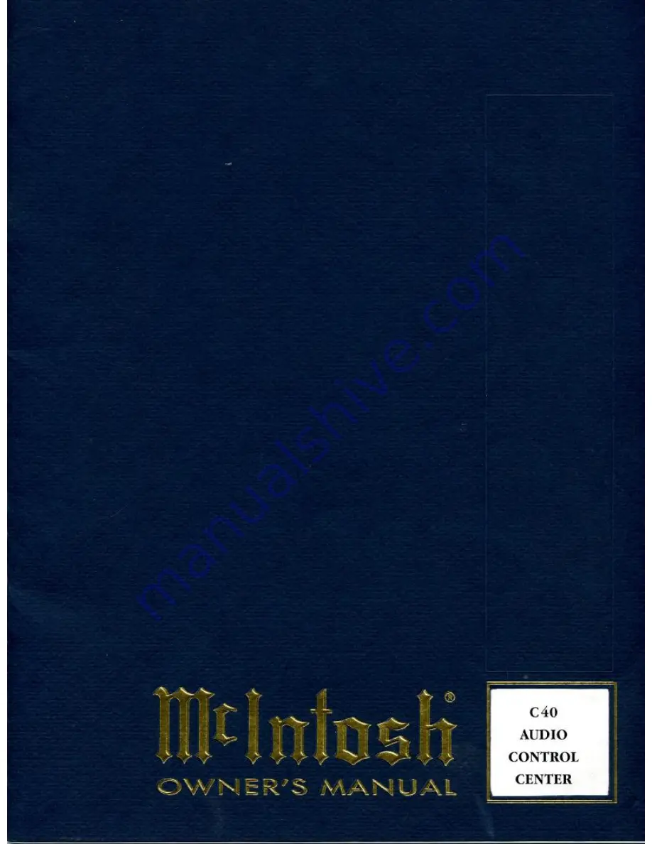 McIntosh C40 Owner'S Manual Download Page 1