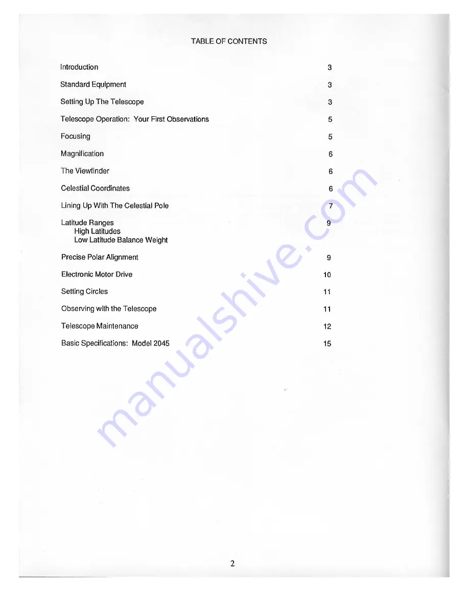 Meade 2045 Operating Instructions Manual Download Page 3