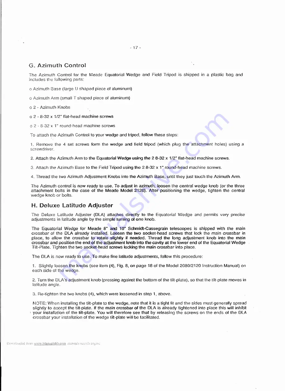 Meade 2080/LX6 Supplementary Instructions Manual Download Page 17