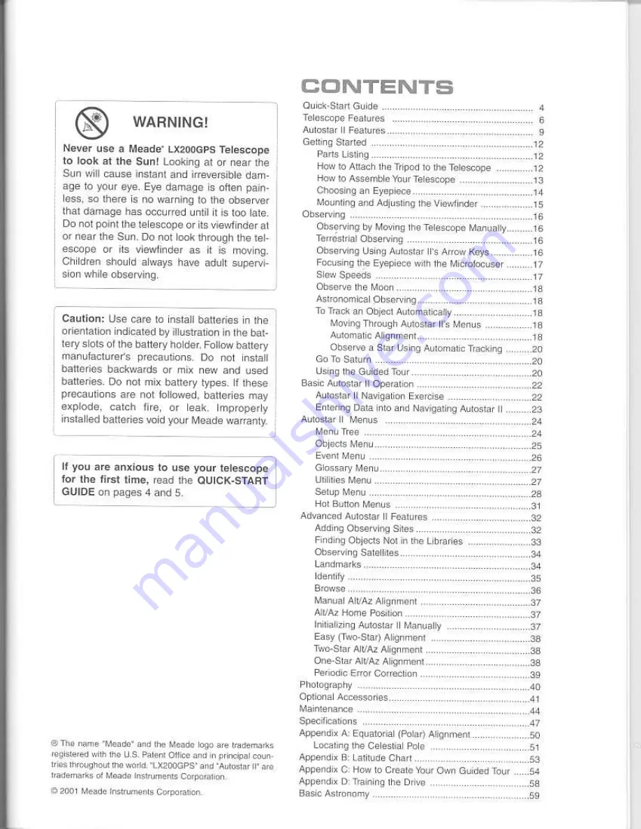 Meade Autostar II Instruction Manual Download Page 3