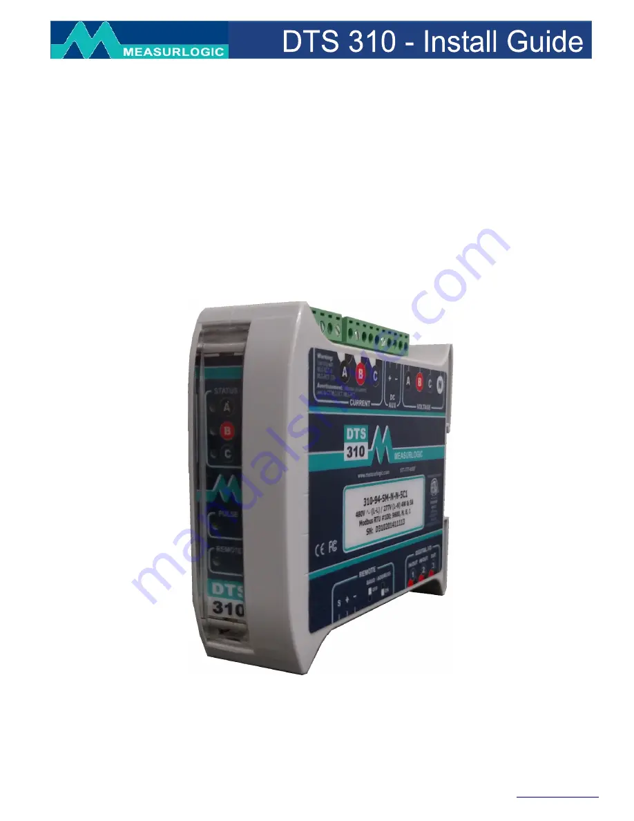 Measurlogic DTS 310 Install Manual Download Page 1