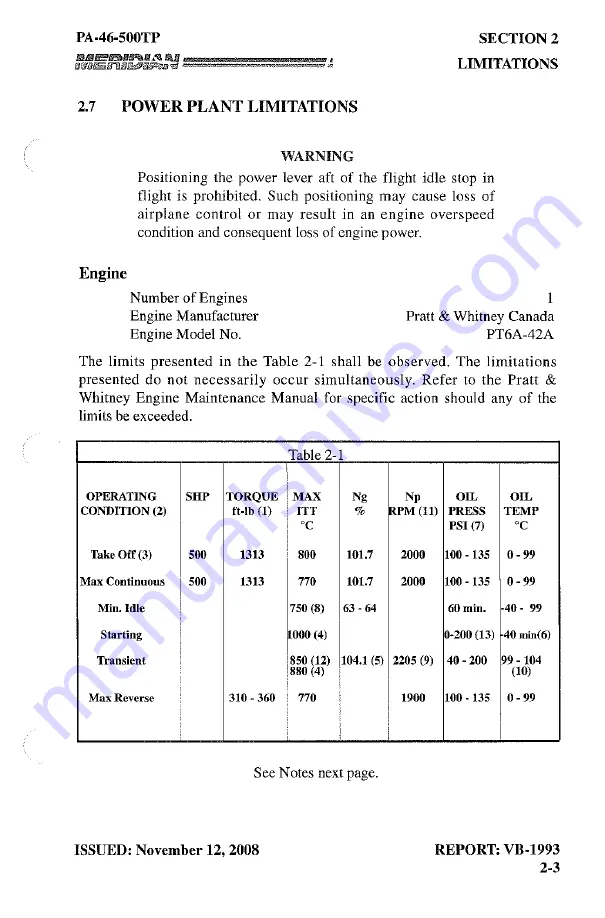 Meridian PA-46-500TP Pilot Operating Handbook Download Page 31