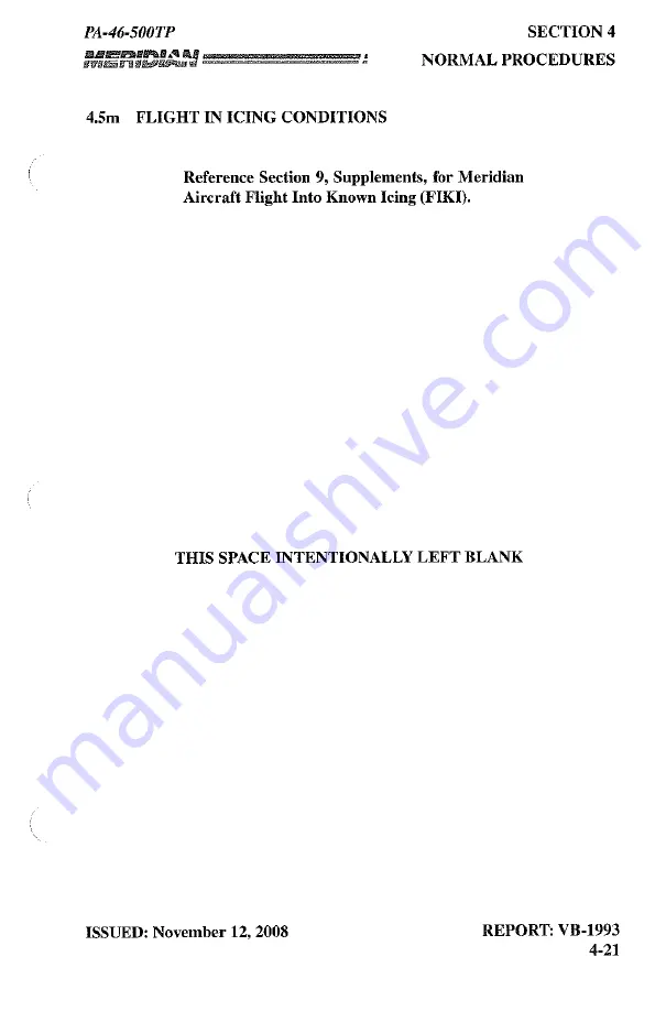 Meridian PA-46-500TP Pilot Operating Handbook Download Page 171