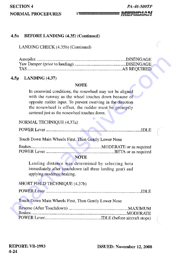 Meridian PA-46-500TP Pilot Operating Handbook Download Page 174