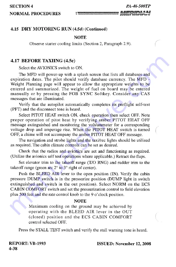 Meridian PA-46-500TP Pilot Operating Handbook Download Page 188