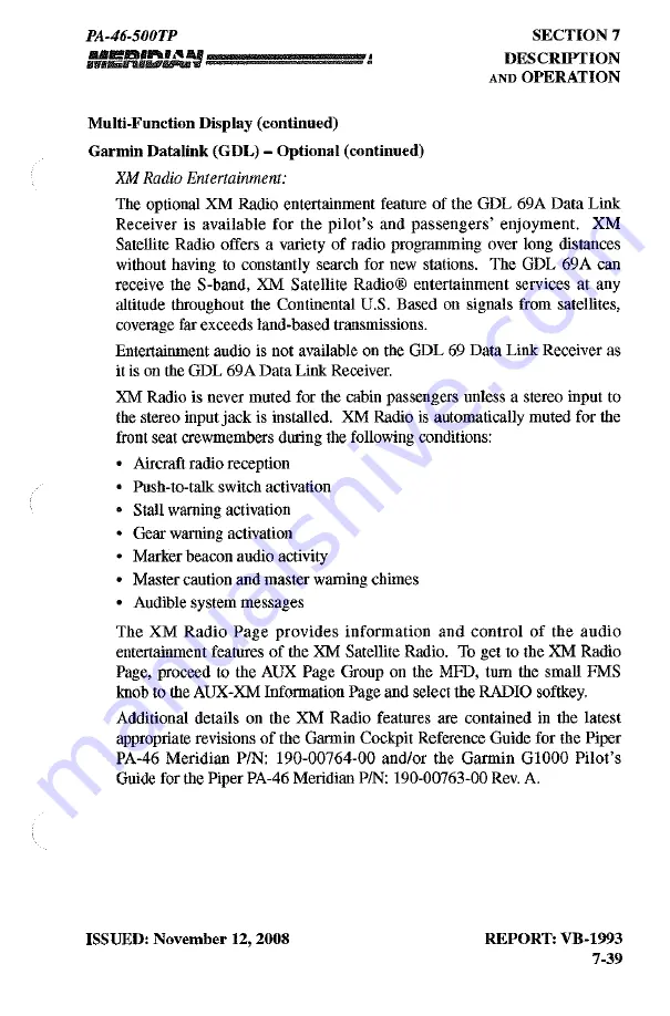 Meridian PA-46-500TP Pilot Operating Handbook Download Page 453