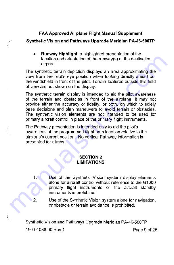 Meridian PA-46-500TP Pilot Operating Handbook Download Page 593