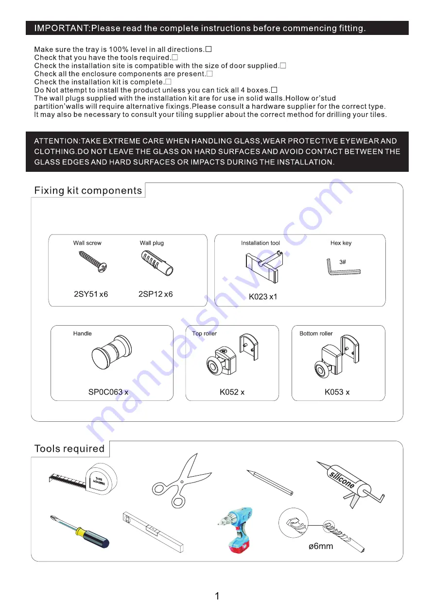 MERLYN EASY CORNER DOOR Installation Manual Download Page 2