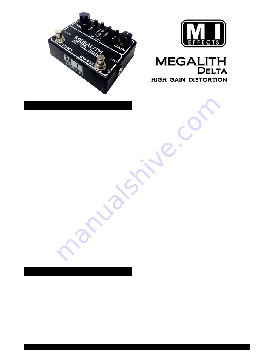 MI-Audio Megalith Delta Quick Manual Download Page 1