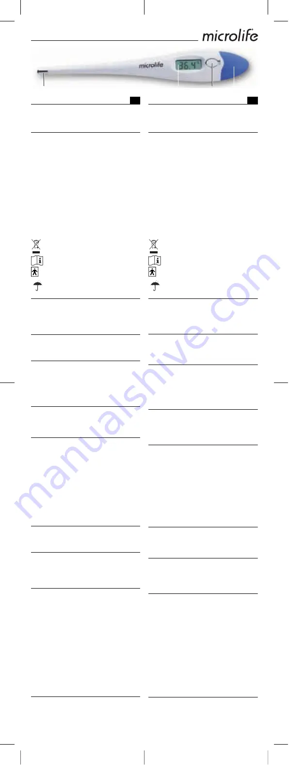 Microlife MT 16F1 Quick Start Manual Download Page 2