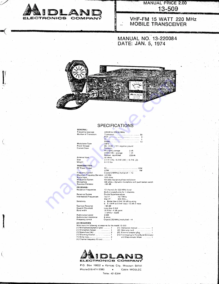 Midland 13-509 User Manual Download Page 1