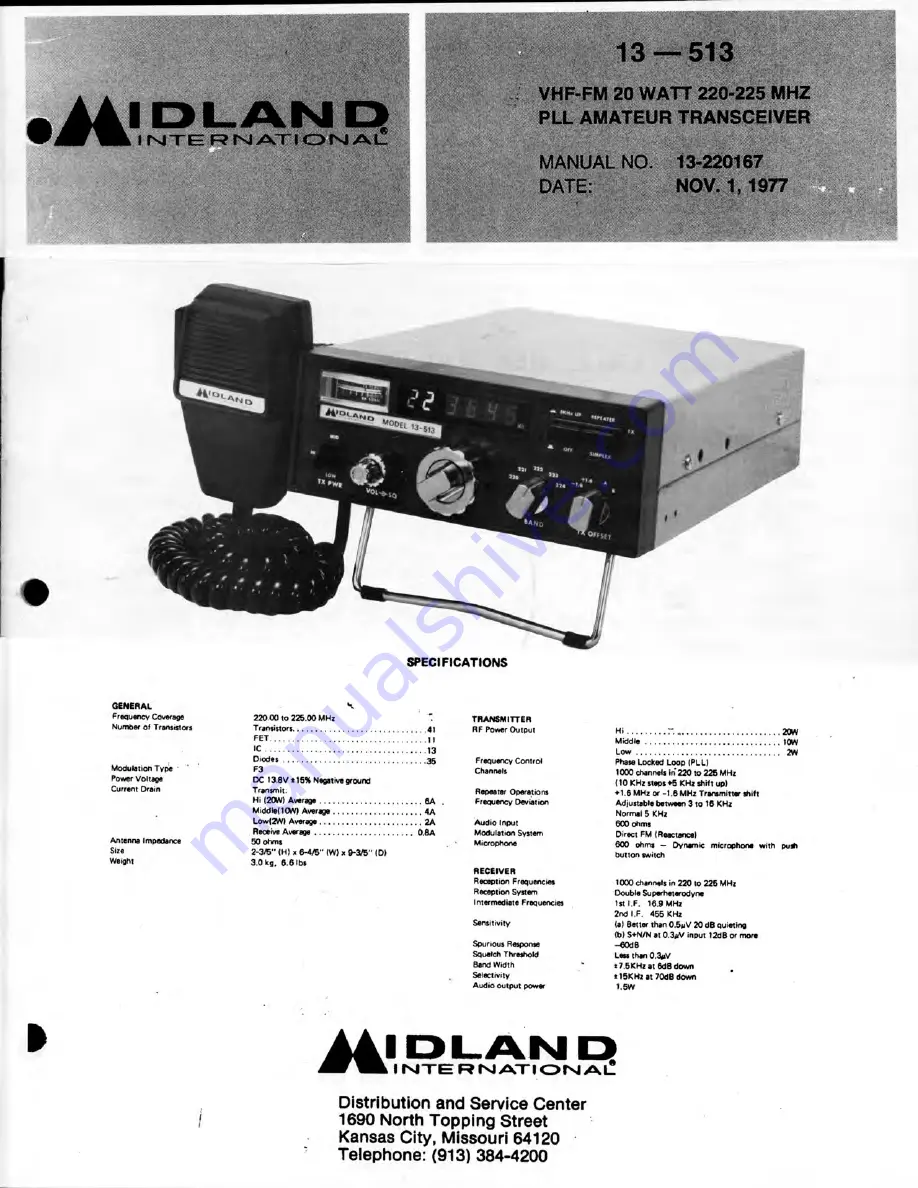 Midland 13-513 Service Manual Download Page 1