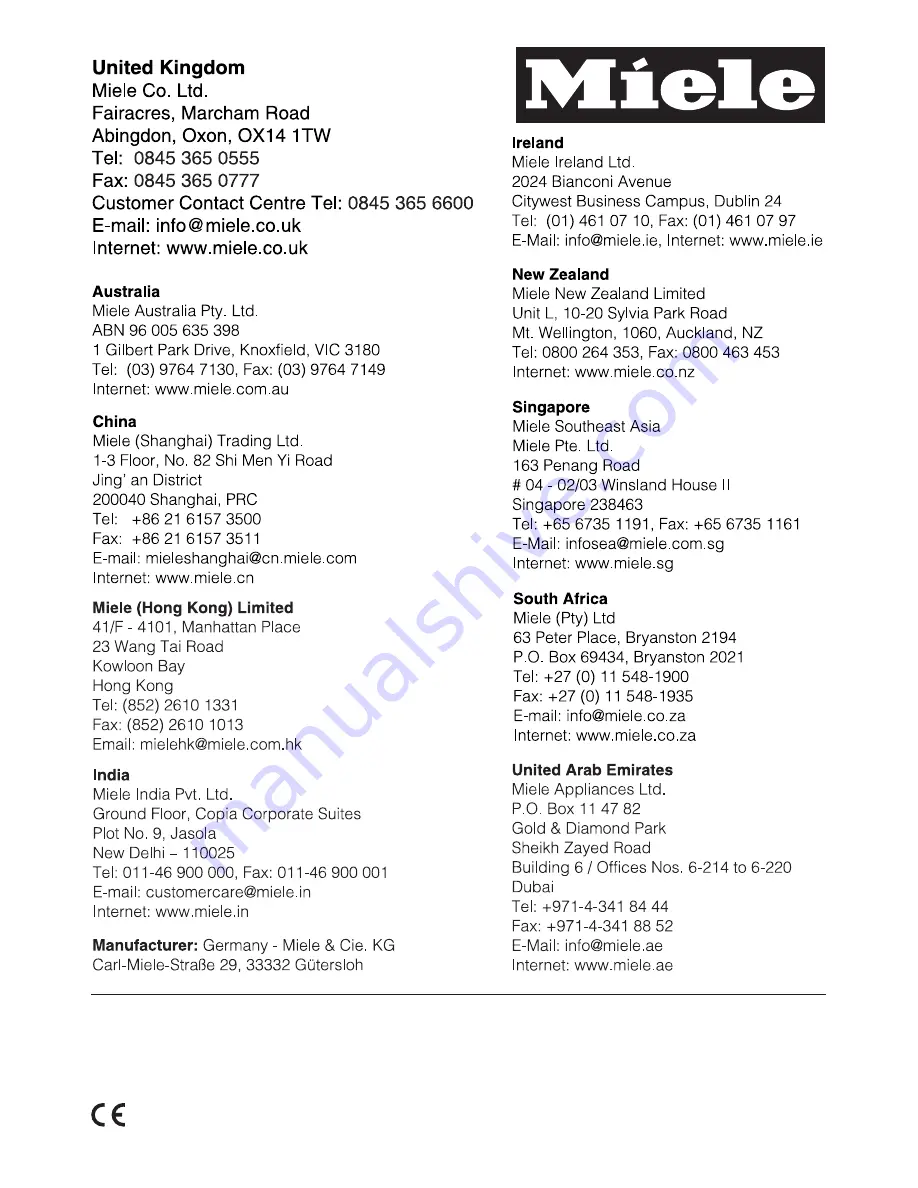 Miele CS 1112 Operating And Installation Manual Download Page 52