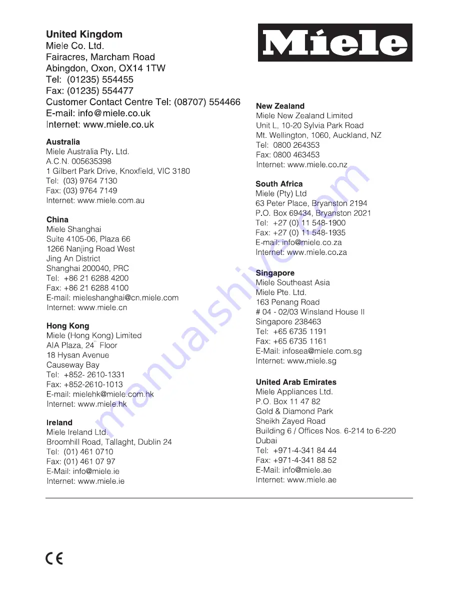 Miele CS 1212 Operating And Installation Instructions Download Page 52