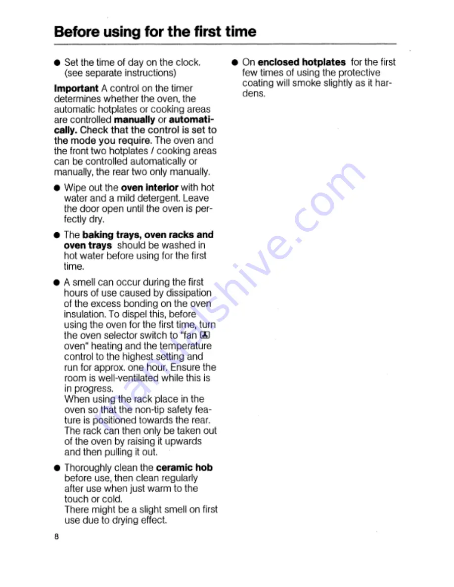 Miele H 814 Operating Instructions Manual Download Page 8