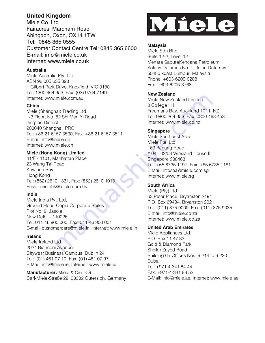 Miele H6361BP Operating And Installation Instructions Download Page 131