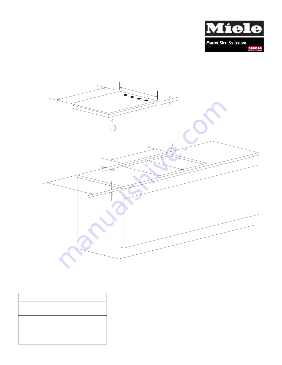 Miele MasterChef KM421 Product And Cut-Out Dimensions Download Page 1