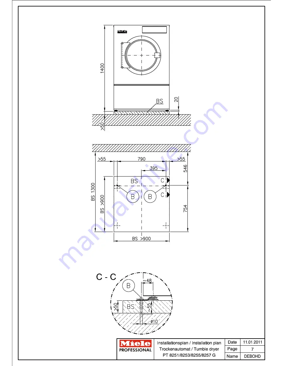 Miele PT 8251 G Dimension Manual Download Page 7