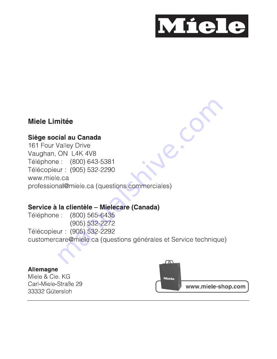 Miele S 8000 Operating Instructions Manual Download Page 83