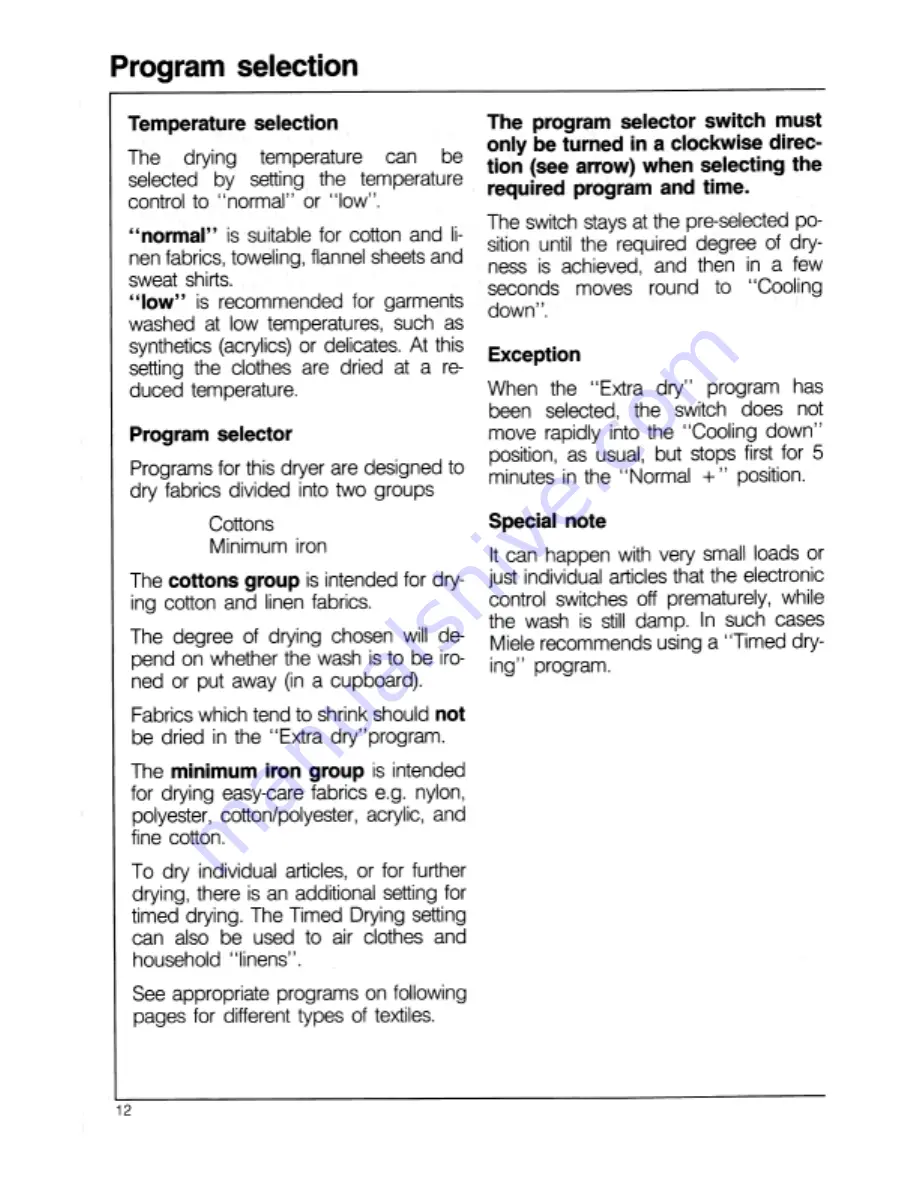 Miele T 382 C Operating Manual Download Page 12