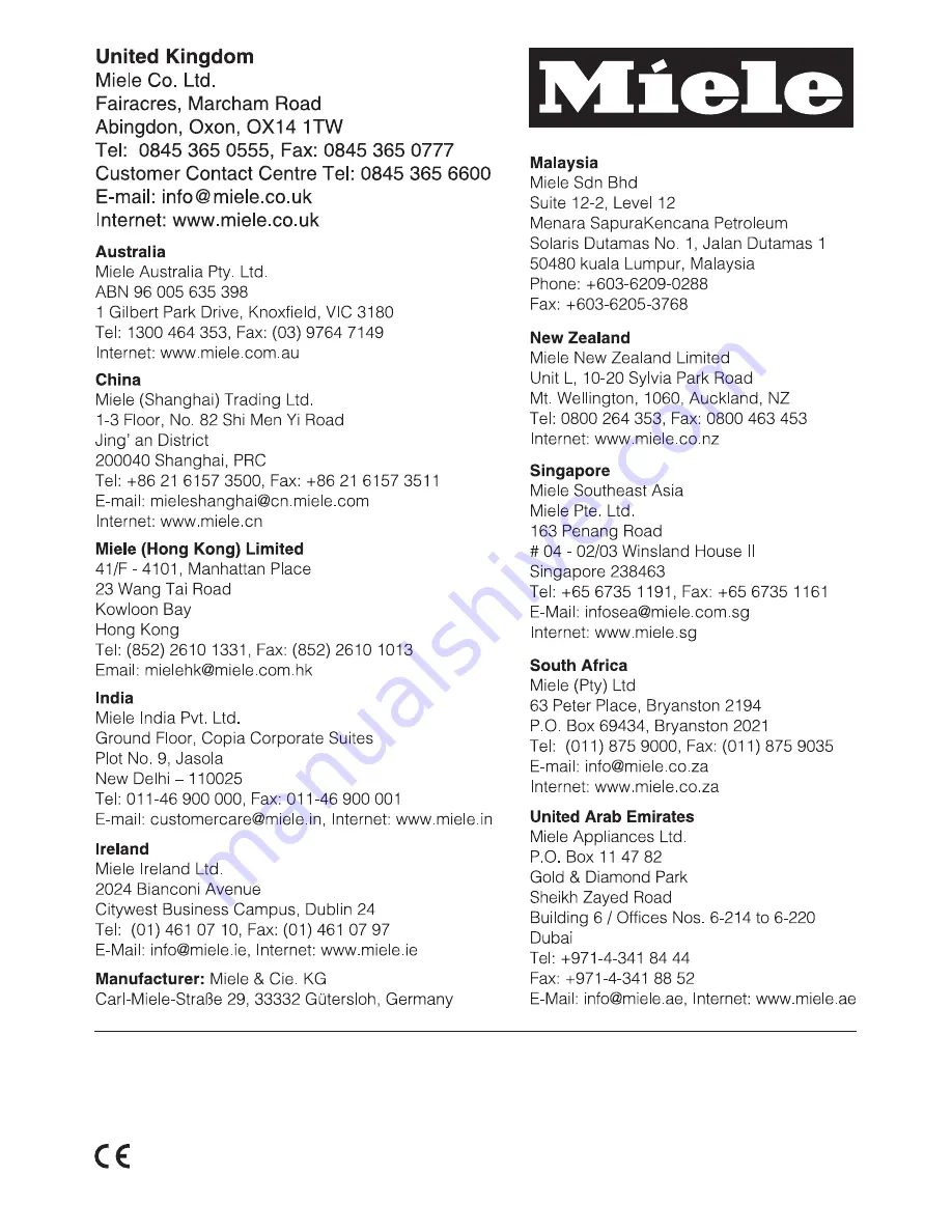 Miele T 8402 C Operating Instructions Manual Download Page 52