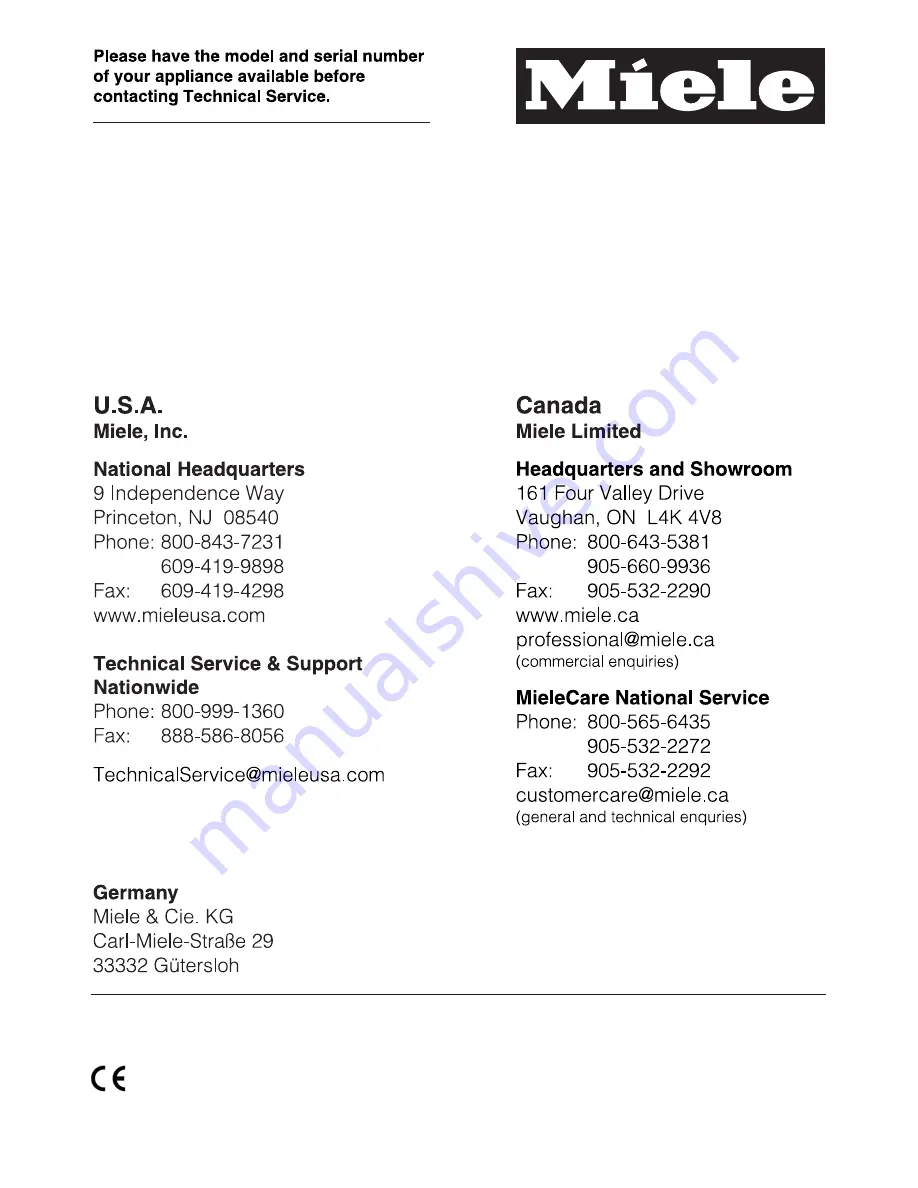 Miele TOUCHTRONIC T 9802 Operating And Installation Instructions Download Page 44