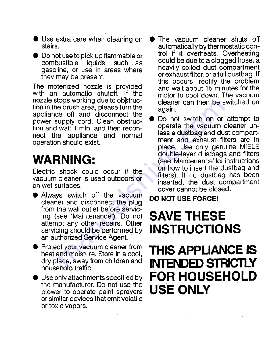 Miele VACUUM CLEANER S135 Manual Download Page 4