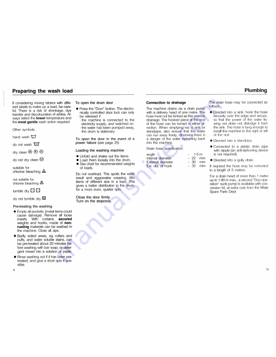 Miele W 698 Hydromatic Operating Instructions Manual Download Page 6