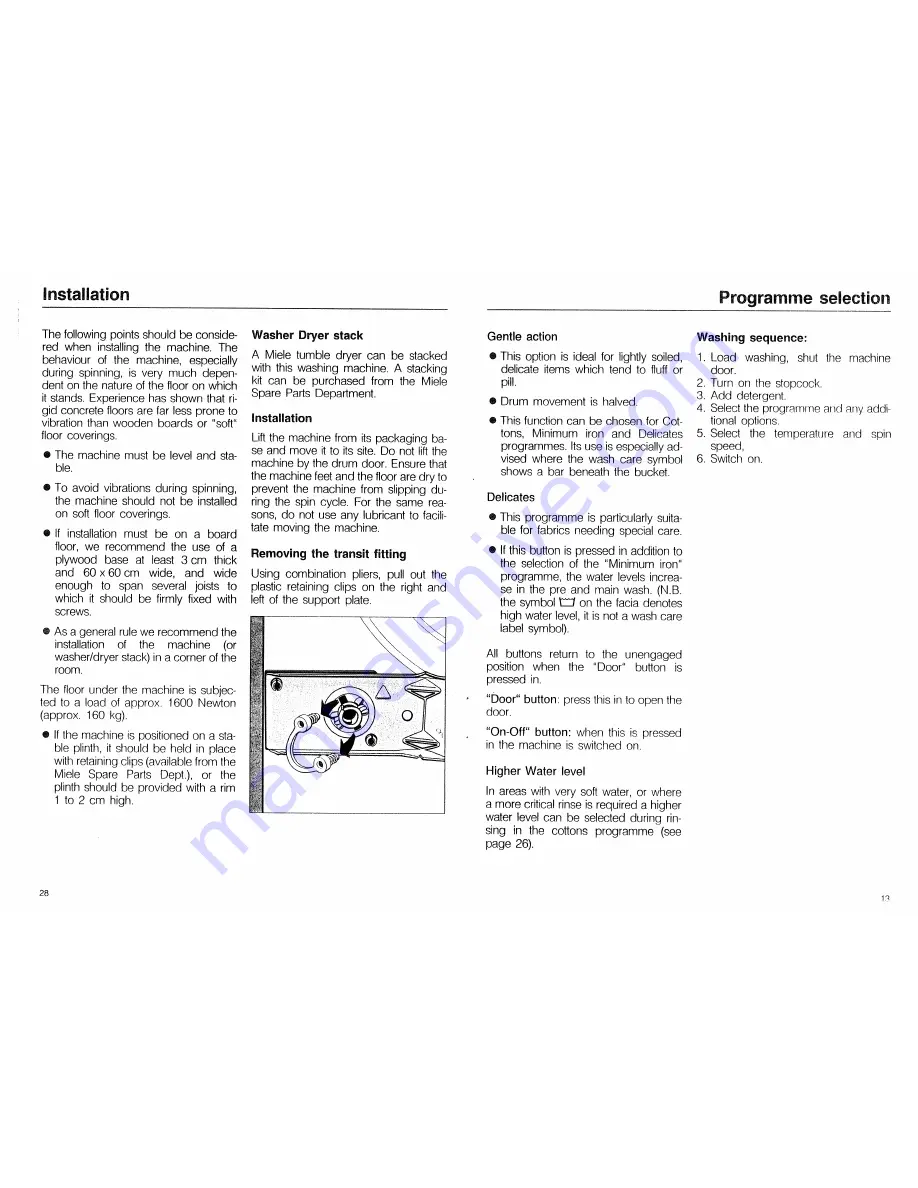 Miele W 698 Hydromatic Скачать руководство пользователя страница 11