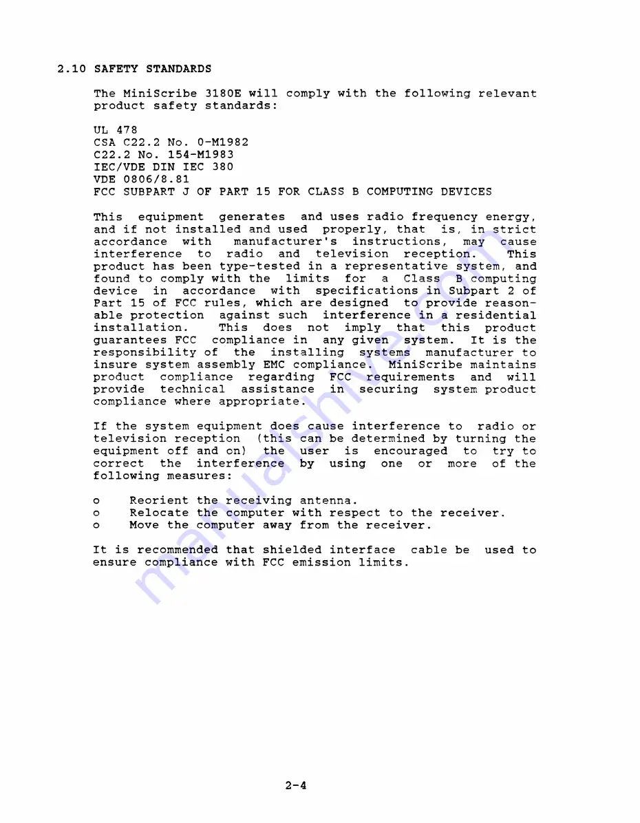 MiniScribe 3180E Product Manual Download Page 21