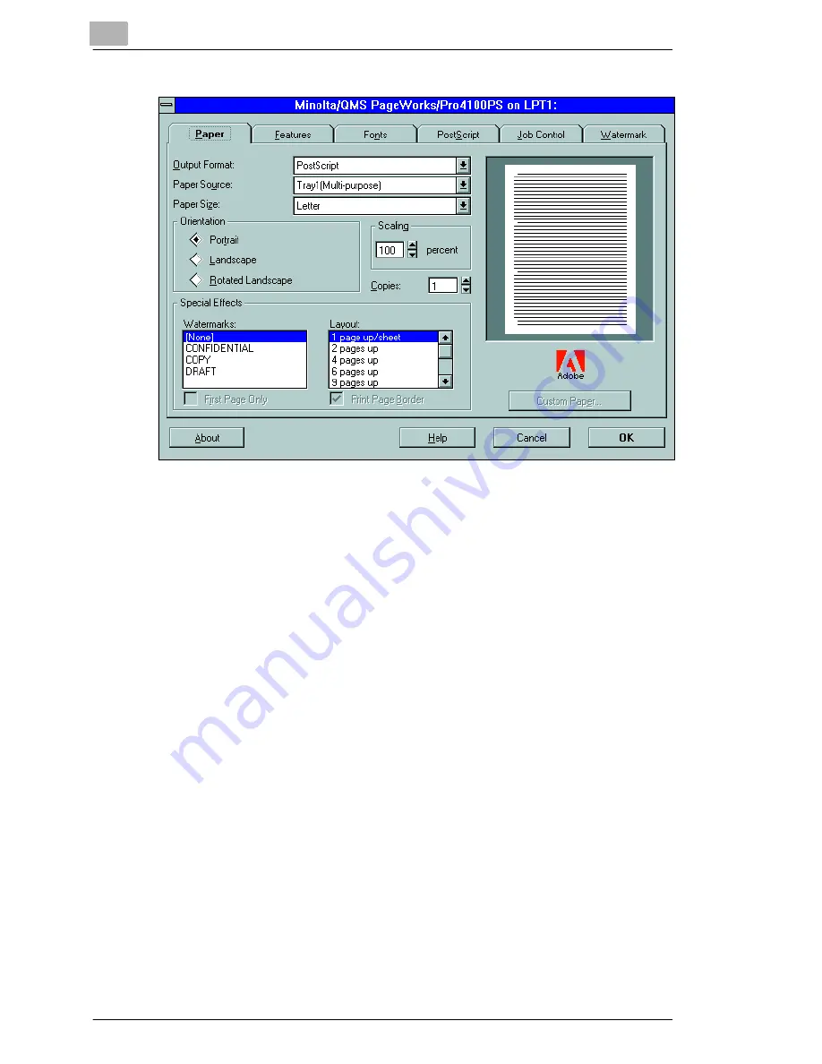 MINOLTA-QMS PagePro 4100GN Скачать руководство пользователя страница 125