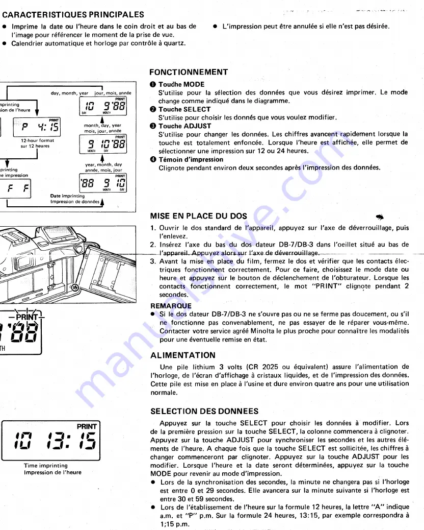 Minolta DATA BACK DB Скачать руководство пользователя страница 8