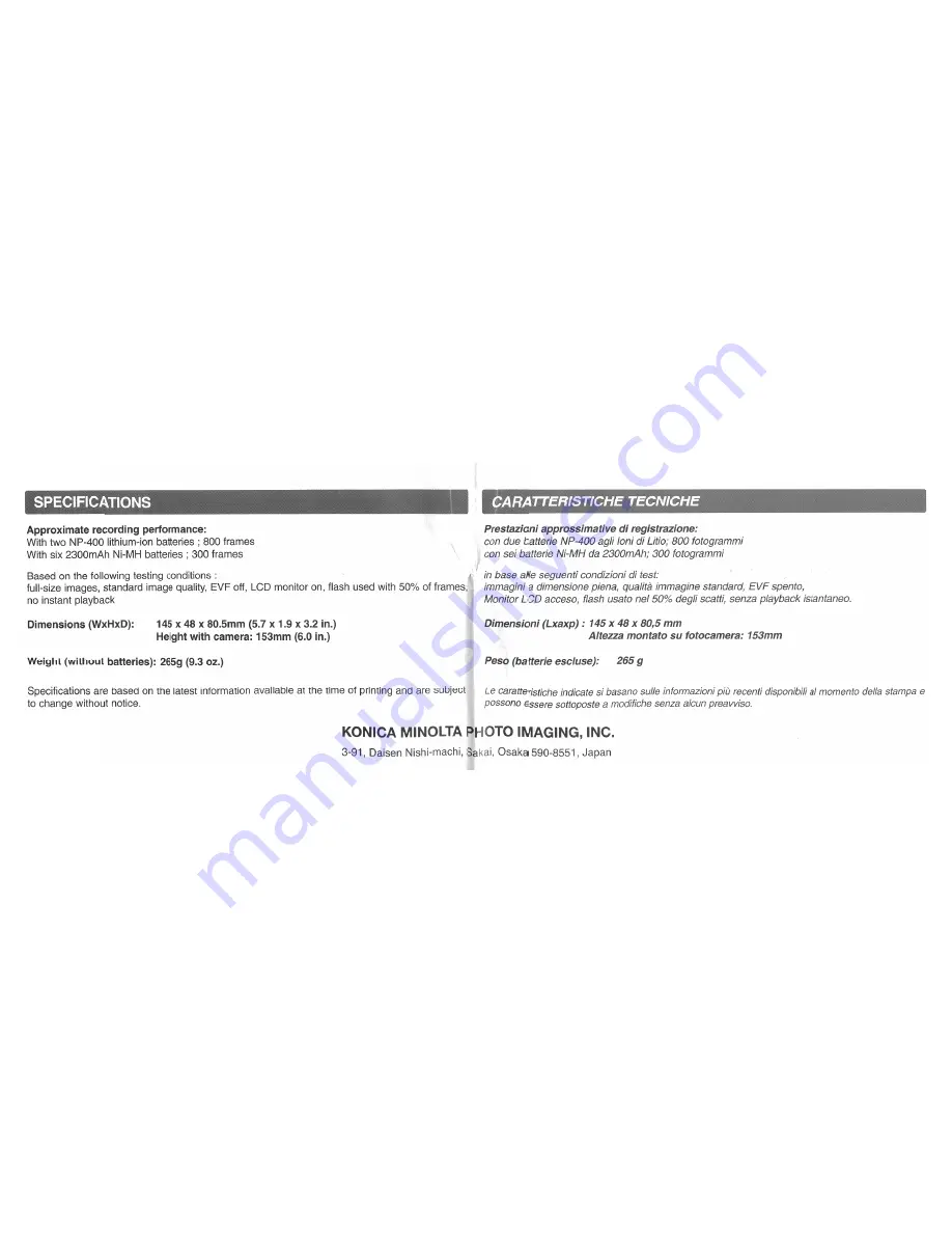 Minolta VC-7D - IR REMOTE CONTRO LRC-3 Manual Download Page 6