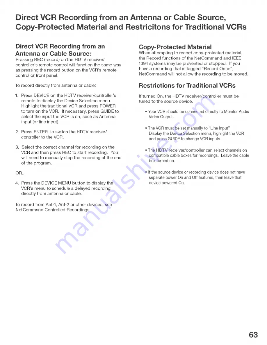 Mitsubishi Electric HD-6000 Owner'S Manual Download Page 63