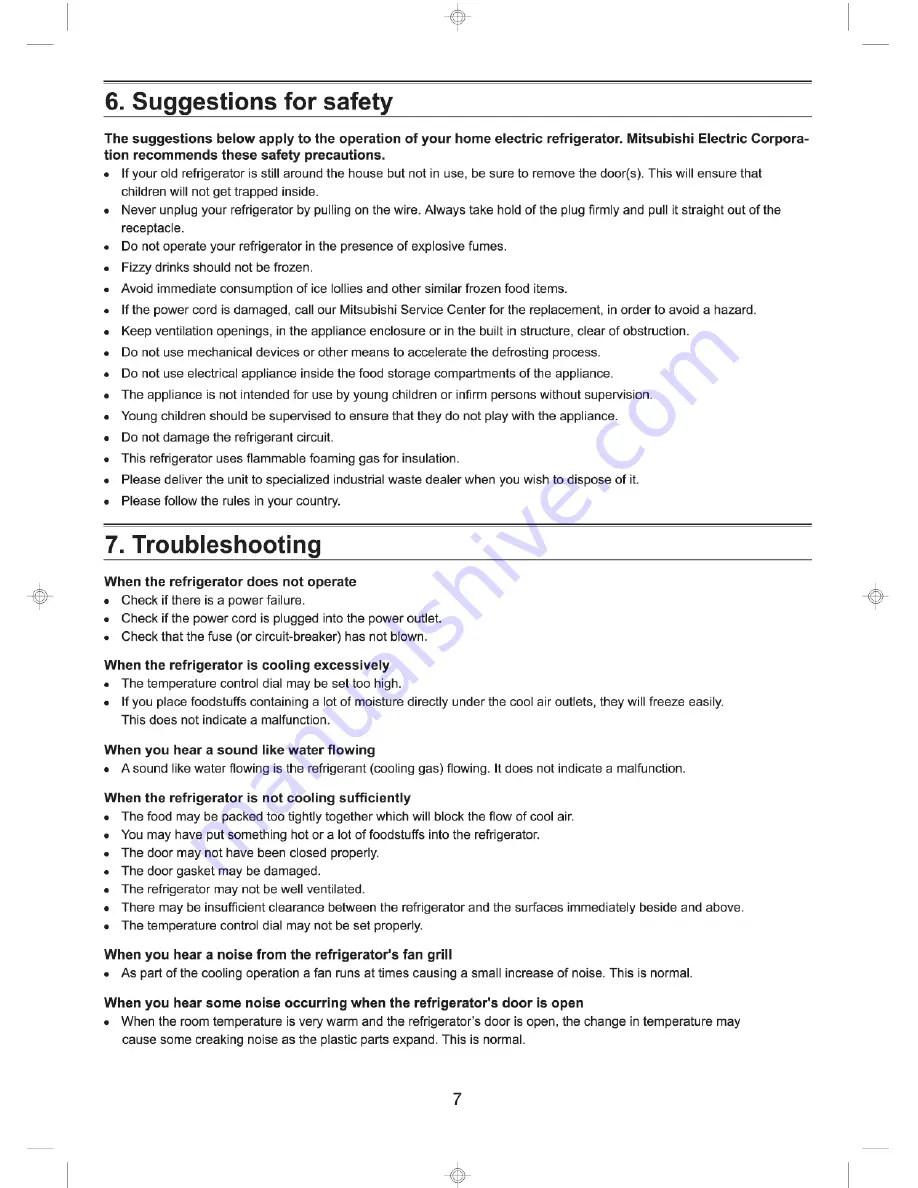 Mitsubishi Electric MR-260U Series Operating Instructions Manual Download Page 7