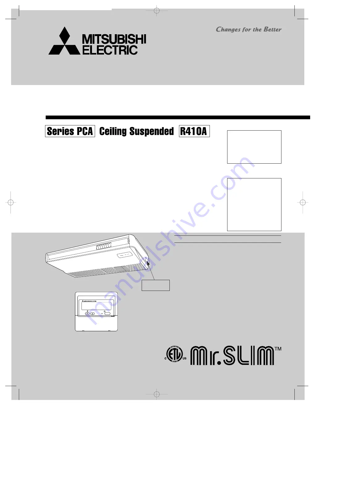 Mitsubishi Electric Mr.SLIM PCA-A24GA Скачать руководство пользователя страница 1