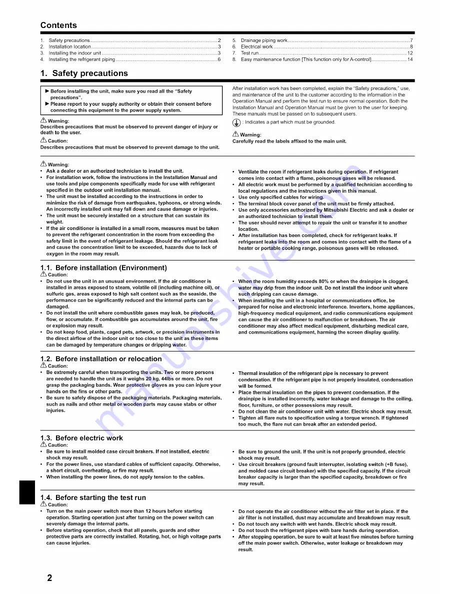 Mitsubishi Electric Mr. Slim PKA-A-HA4 Скачать руководство пользователя страница 2