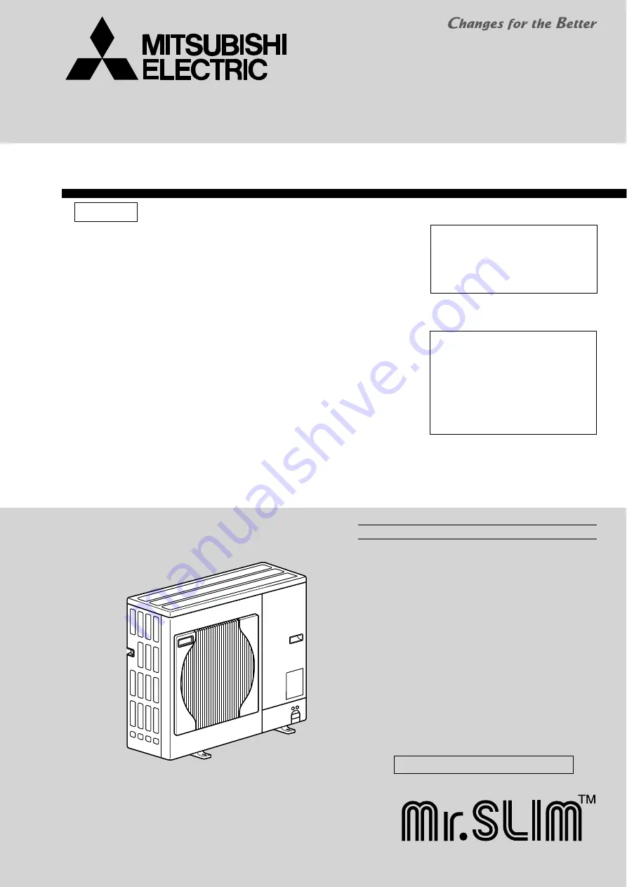 Mitsubishi Electric Mr.Slim PUHZ-RP100YKA Скачать руководство пользователя страница 1