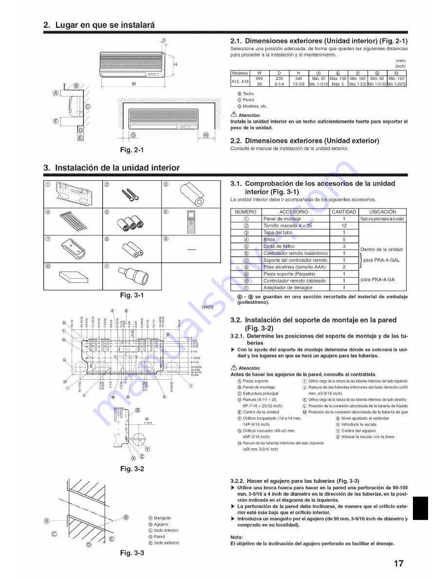 Mitsubishi Electric PKA-A GA Installation Manual Download Page 17